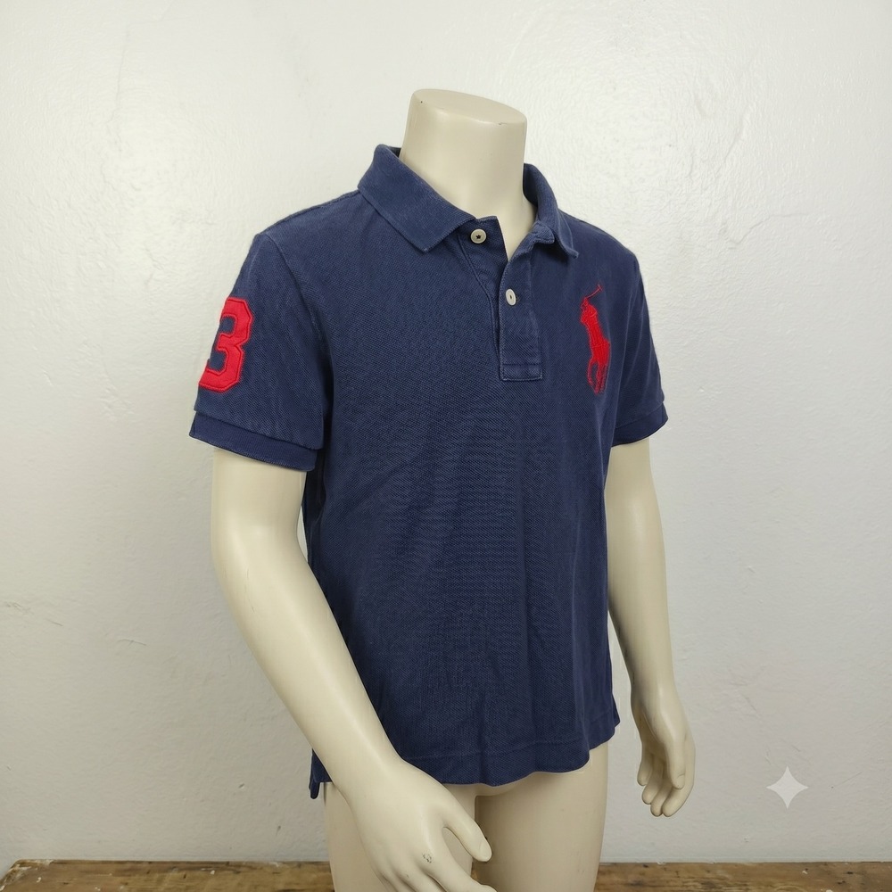 Polo Ralph Lauren Polo Shirt Boys 5 Navy Blue Big Pony Embroidered Preppy Sporty